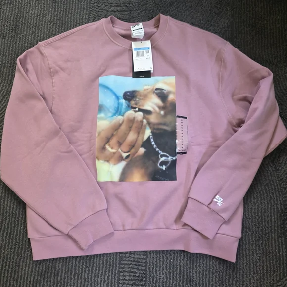Nike Pink Dog Print Crewneck Sweater - Picture 1 of 4